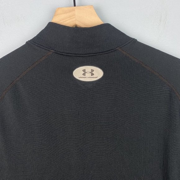 Under Armour Men's Base 2.0 1/4 Zip Fitted Long Sleeve Black Logo Shirt Size XL - Picture 3 of 7
